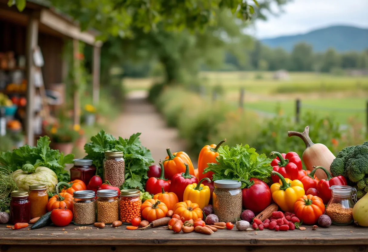 A colorful array of fresh local ingredients celebrating the farm-to-table philosophy.