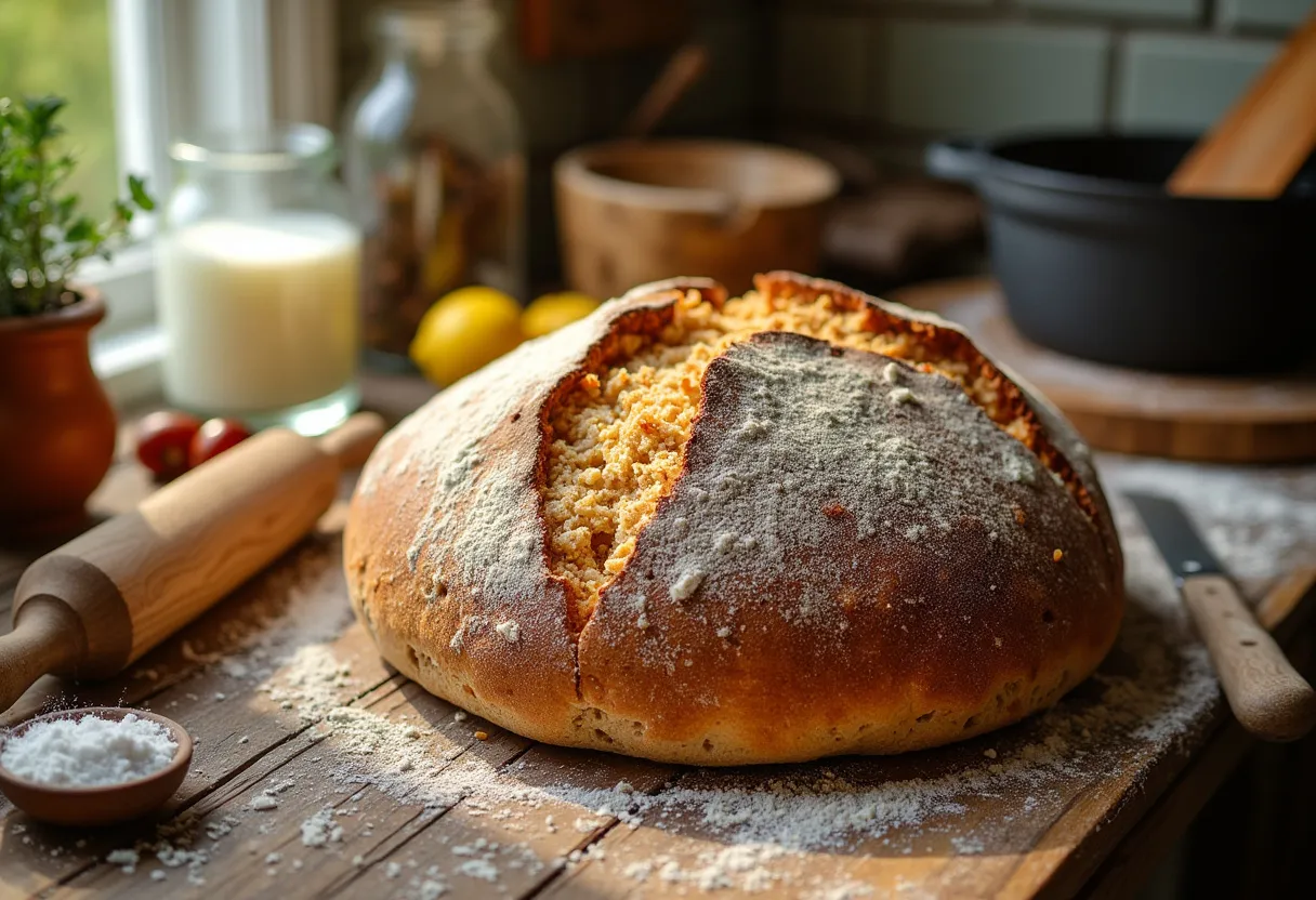 Freshly baked Irish soda bread embodying tradition and simplicity.