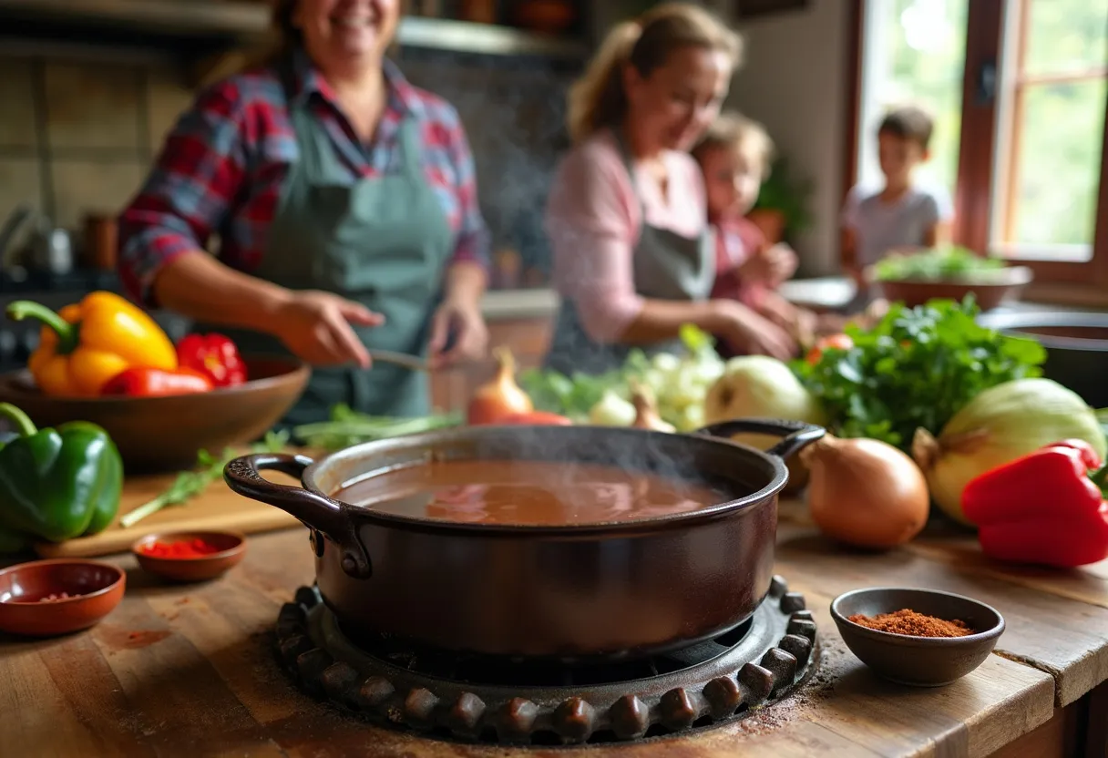 A vibrant kitchen scene celebrating the rich tradition of roux in Cajun and Creole cooking.