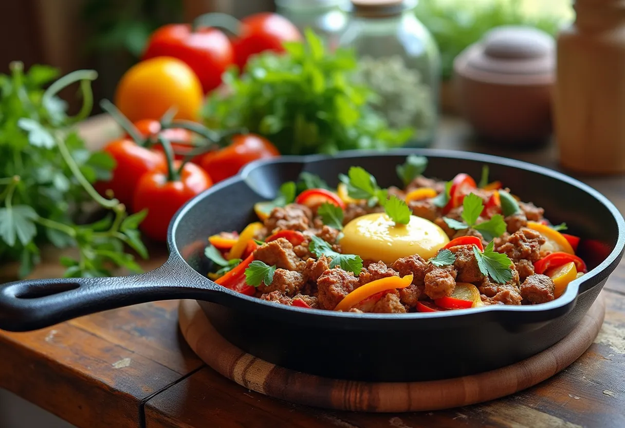 The Wagner Cast-Iron Skillet showcasing the art of Vietnamese-French fusion cooking.